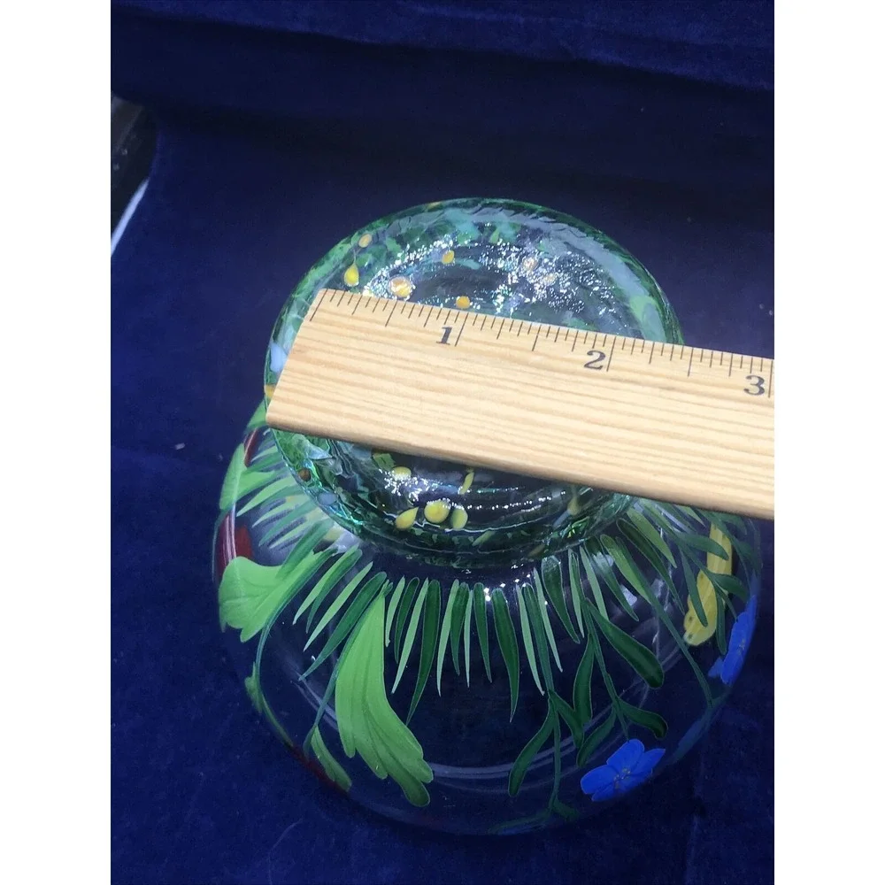 Romania Crystal Art Glass Vase Hand Painted Flowers‎ BEE & BUTTERFLY